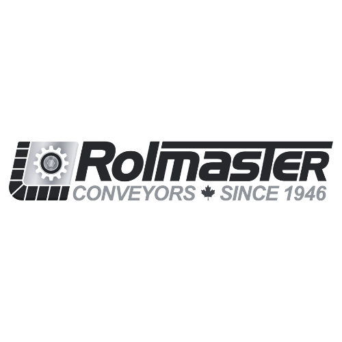 A black and white logo for rolmaster conveyors since 1946.