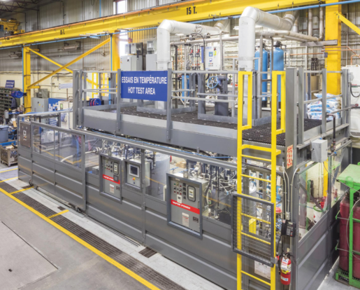 A large machine in a factory with the number 61 on it