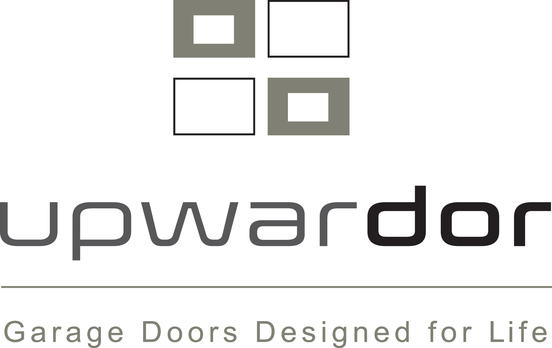 A logo for upwardor garage doors designed for life.