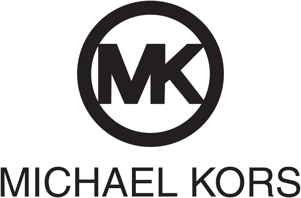 Le logo noir et blanc de Michael Kors, avec les lettres MK inscrites dans un cercle au-dessus du nom de la marque en lettres capitales.