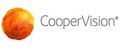 Le logo de CooperVision présente une icône circulaire abstraite jaune orangé à côté du nom de l'entreprise en caractères gris.