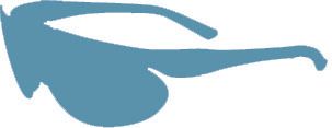 Silhouette turquoise d'une paire de lunettes de soleil enveloppantes.