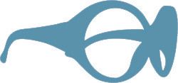 Silhouette graphique bleu clair d'une paire de lunettes vintage de style œil-de-chat.