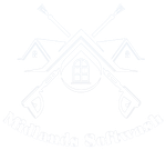 A drawing of a house with two crossed axes and a window.