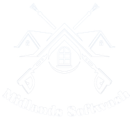 A drawing of a house with two crossed axes and a window.