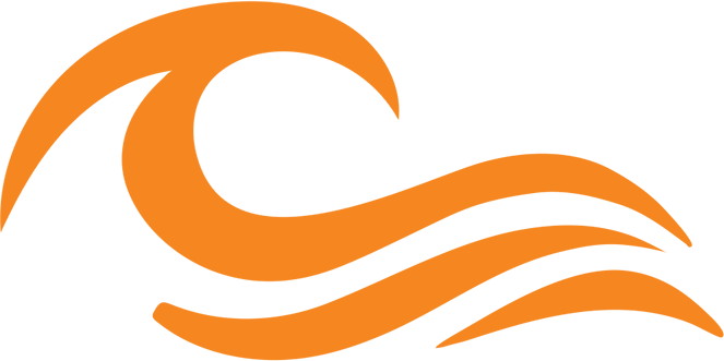 An orange wave on a white background