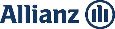 Un logotipo azul de Allianz sobre un fondo blanco