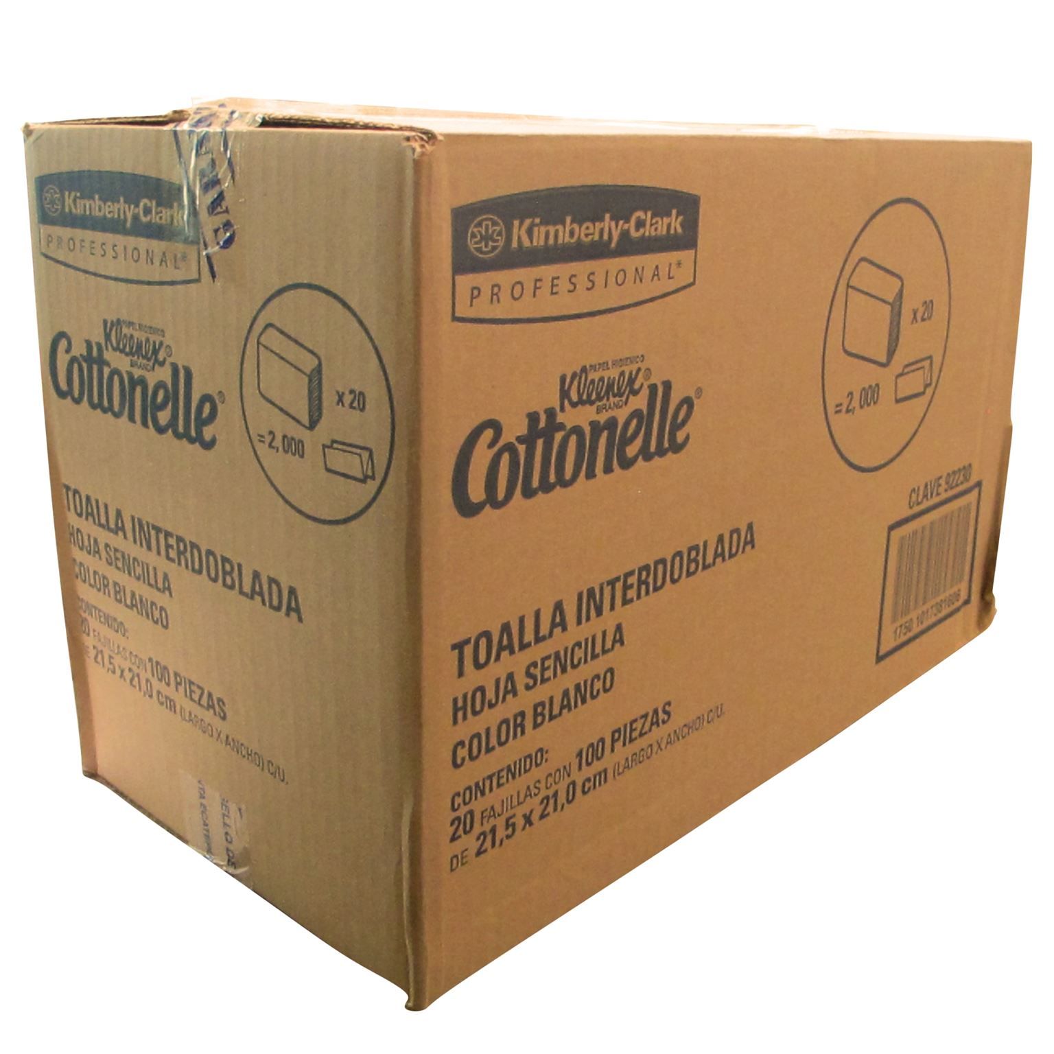 TOALLA INTERDOBLADA COTTONELLE  BLANCA PAQUETE CON 20  92230