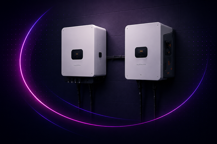 Solar inverter units mounted on wall