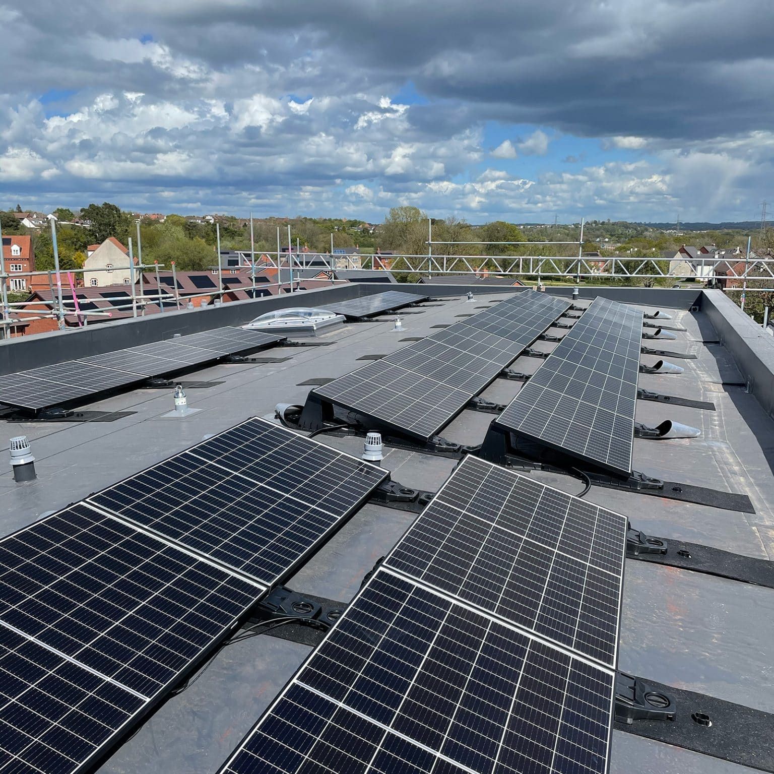Commercial rooftop solar panel installation
