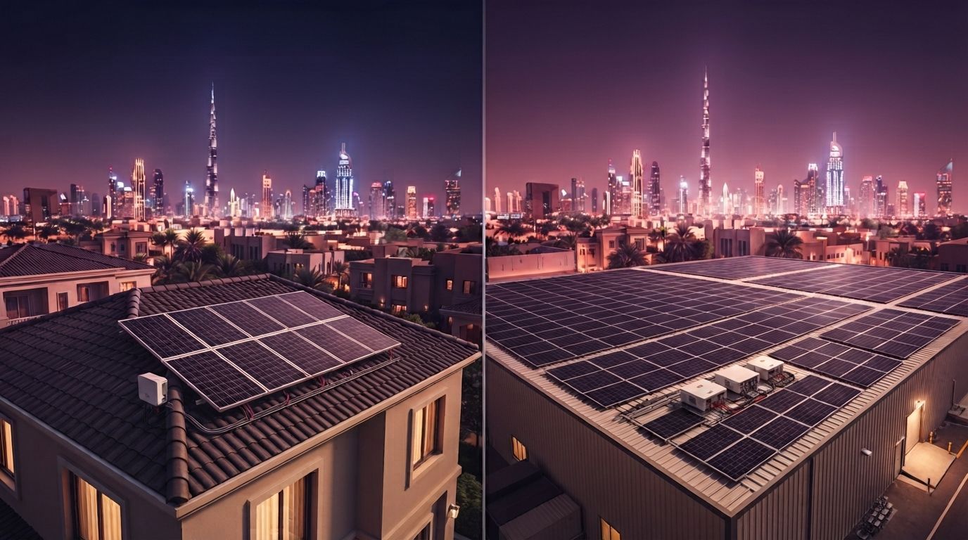 Dubai solar: residential rooftop vs. commercial rooftop.