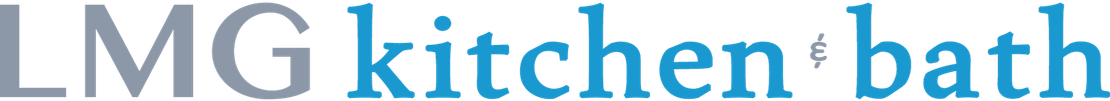 LMG kitchen & bath logo in gray and blue.