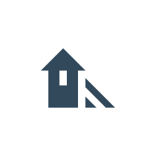 An icon of a house with a slide attached to it.