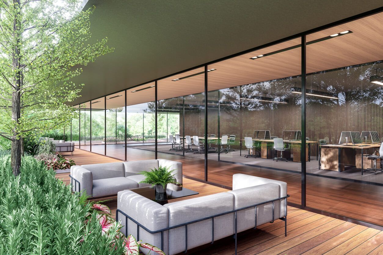 corporate outdoor workspace shades