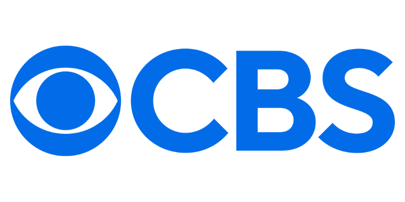 A blue cbs logo on a white background.