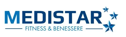 Logo MEDISTAR in blu con stelle e la scritta “FITNESS & BENESSERE” sotto