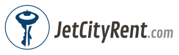 JetCityRent.com logo with blue circular icon and dark gray text