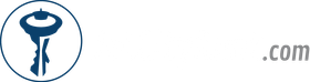 Blue keyhole logo in a circle with &ldquo;.com&rdquo; text on a white background