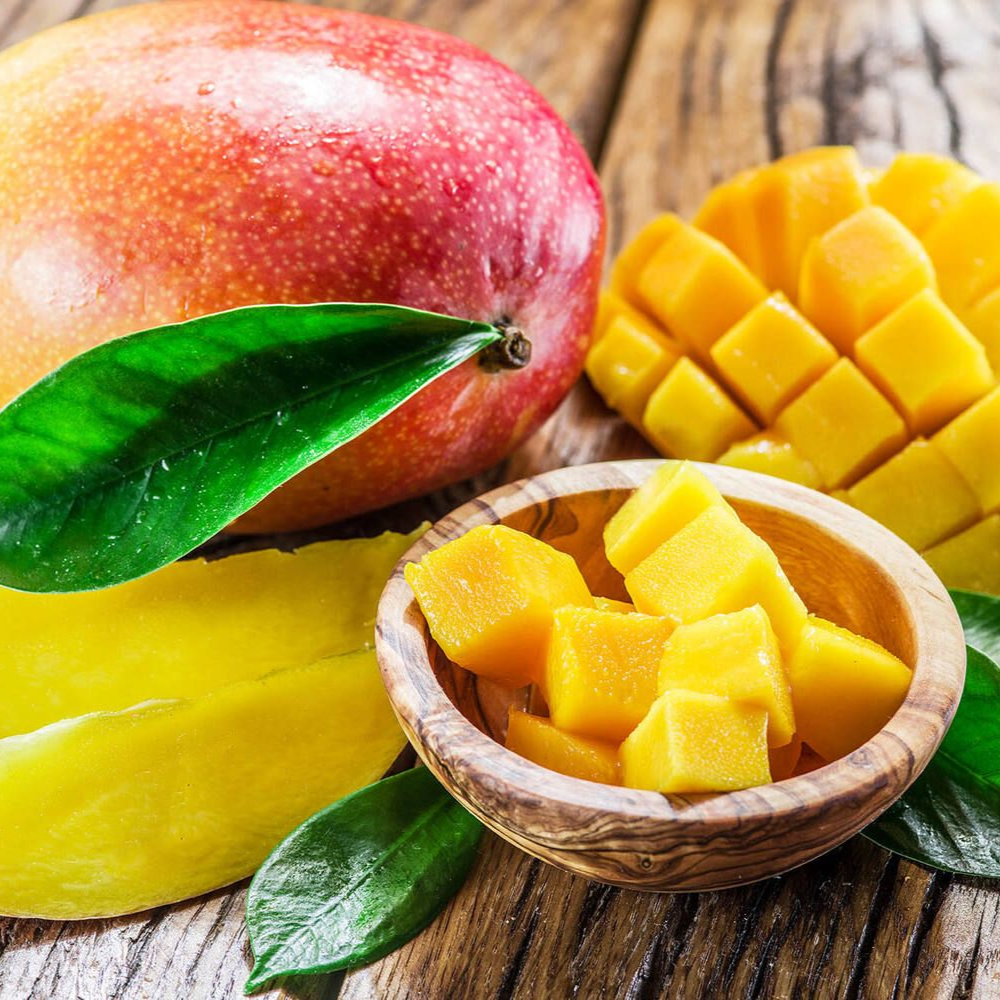 Een pot mangojam met het etiket 