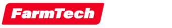 A red and white farmtech logo on a white background