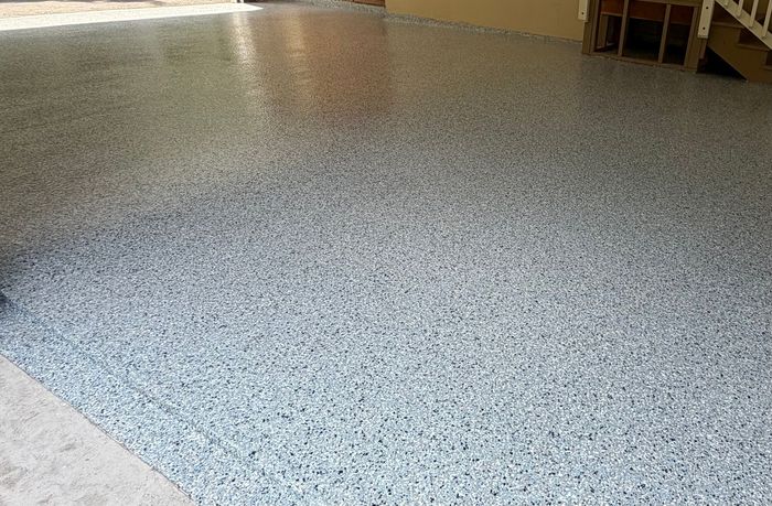Finished flake garage floor