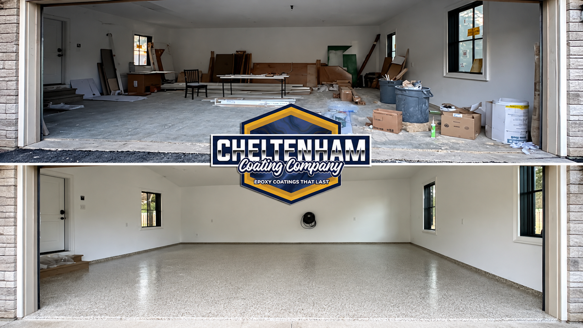 Garage floor before and after coating