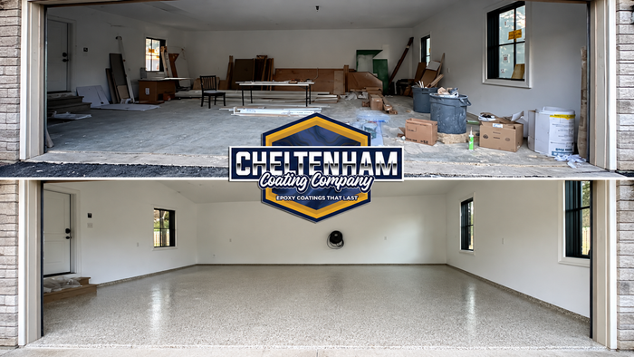 Garage floor before and after coating