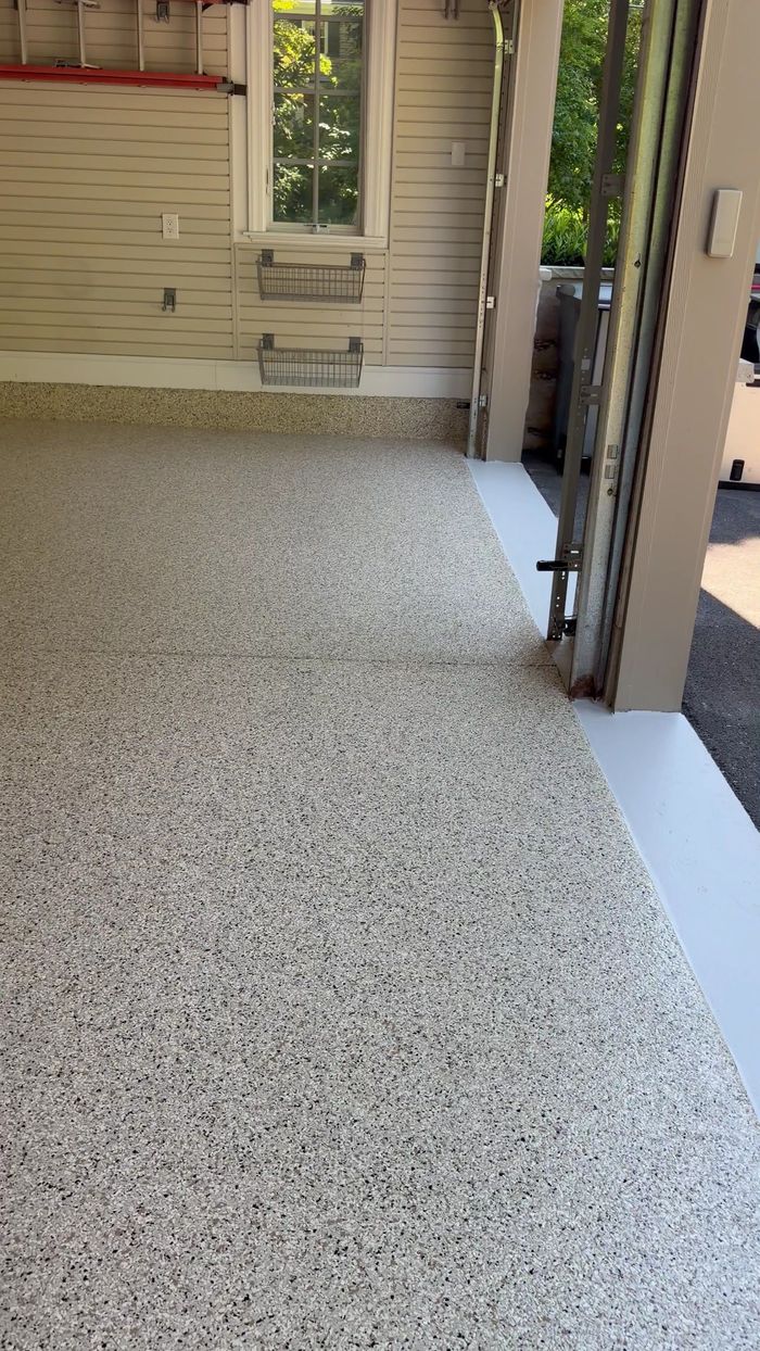 Finished polyaspartic garage floor