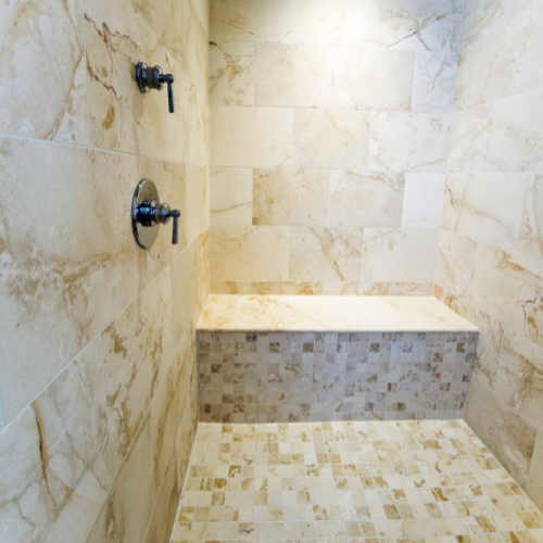 shower with built in bench