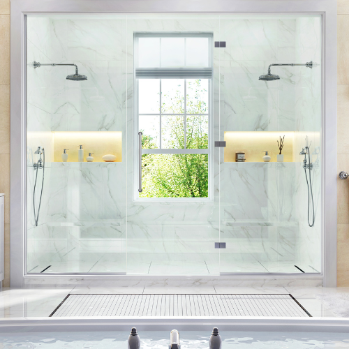 shower renovated to include two shower heads