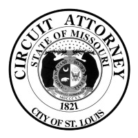 Seal of the Circuit Attorney, City of St. Louis, Missouri, in black and white
