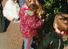 Two children playing outdoors