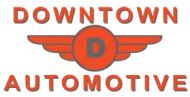 Logo for Demo Auto Repair: text with a gear icon, red and navy colors.