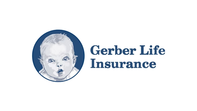 Gerber Life Insurance logo with a blue circle baby face icon and blue text on white background