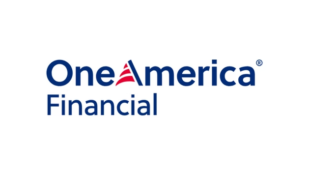 OneAmerica Financial logo in blue with a red triangular accent