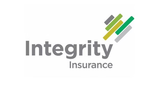 Integrity Insurance logo with gray text and green and gray diagonal mark