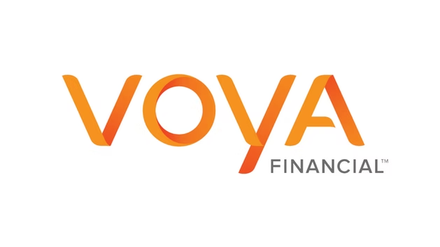 Voya Financial logo in orange and gray text on a white background