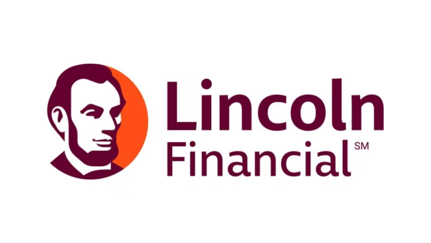 Lincoln Financial logo with maroon text and a stylized maroon-and-orange face icon