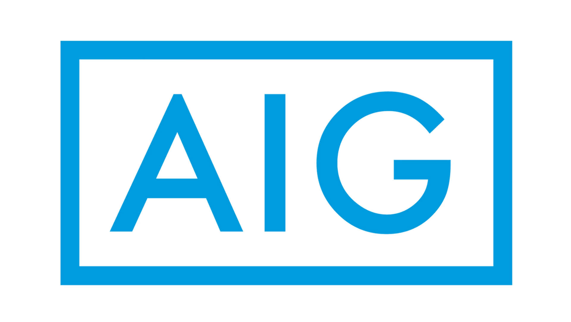 AIG logo in blue letters inside a blue rectangular border on a white background