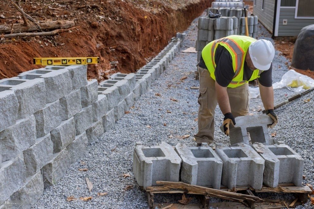 Yorba Linda retaining wall construction in residential backyard