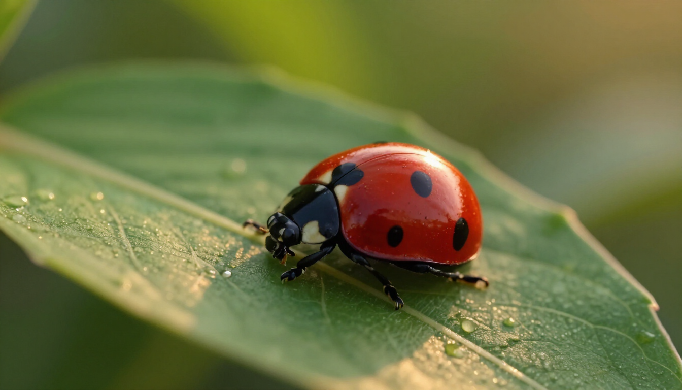 A ladybug on a leaf symbolizing KCND2 resilience and protection.