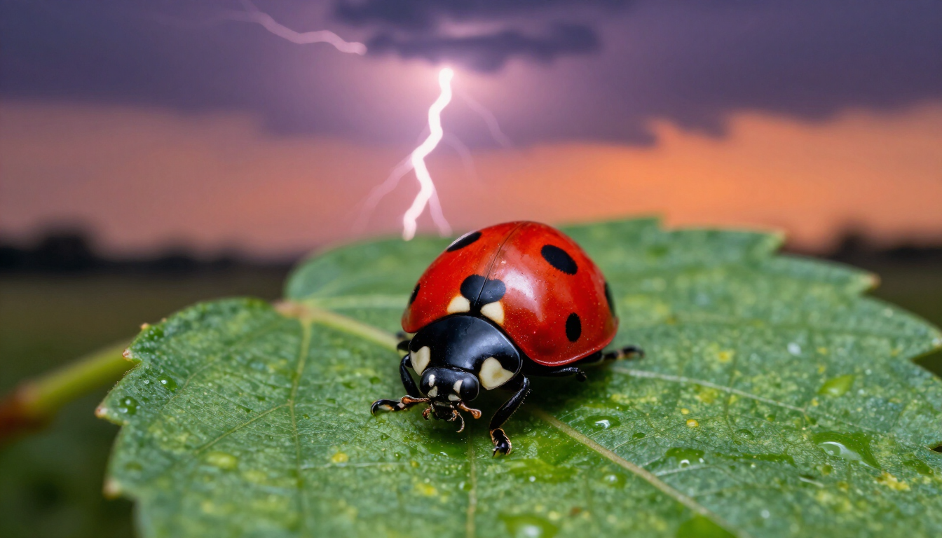 Symbolic ladybug and lightning