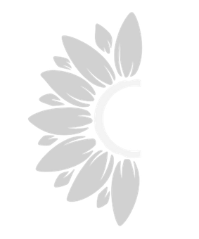 A silhouette of a sunflower with leaves on a white background.