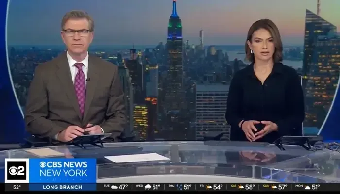 A man and a woman are on cbs news in new york