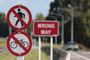 wrong-way sign