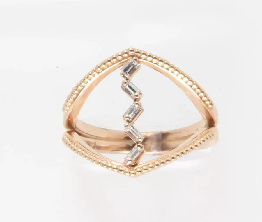 14K Rose Gold .22ctw Baguette Diamond Ring