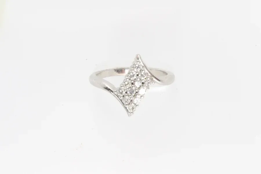 14K White Gold .40ctw Diamond Bypass Cluster Ring
