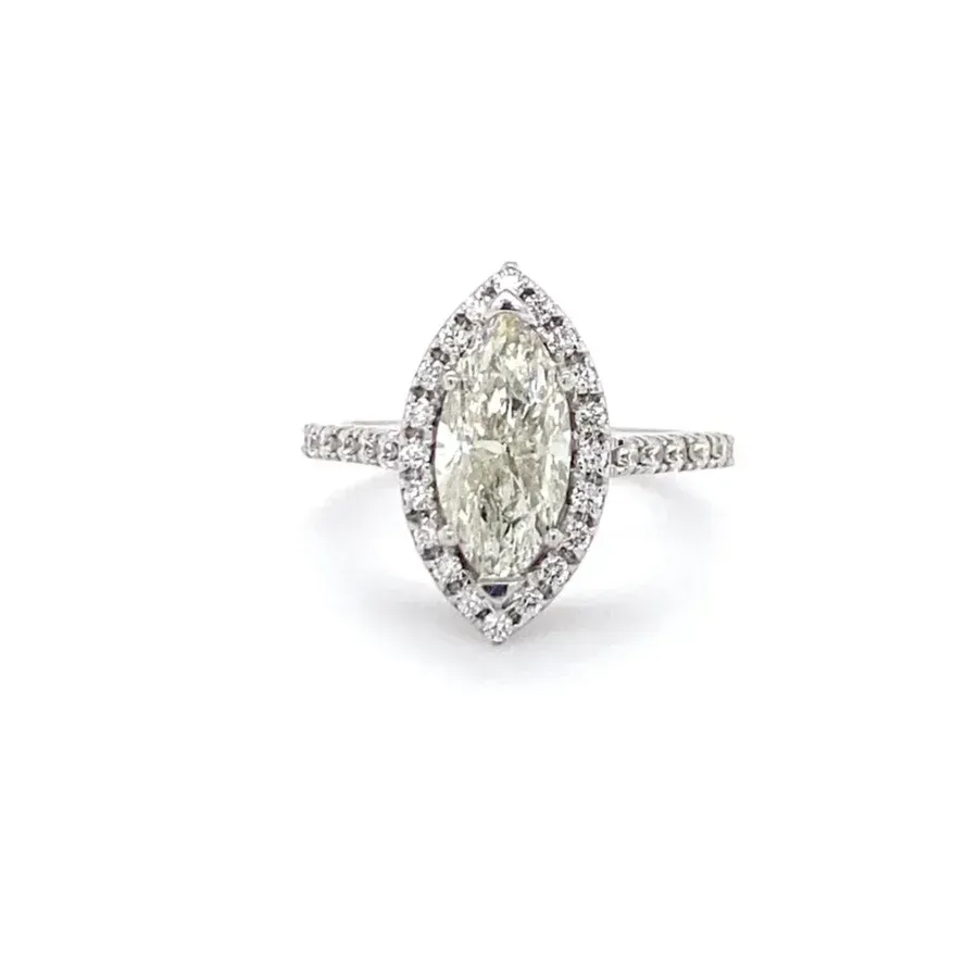 Custom 14K White Gold 2.77ctw Marquise Diamond Engagement Ring