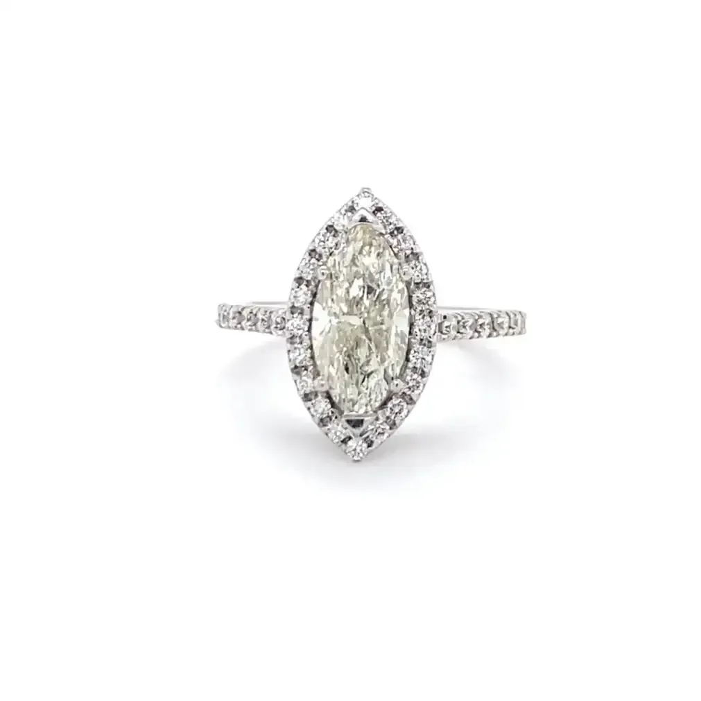 Custom 14K White Gold 2.77ctw Marquise Diamond Engagement Ring
