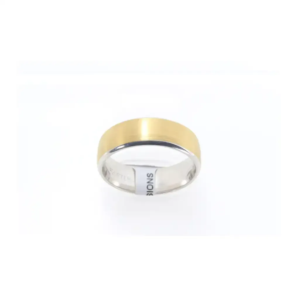 Men's Brushed Finish Yellow & White Gold Wedding Band Ring